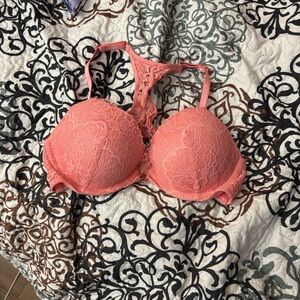 Victoria's Secret Coral Lace Push Up Bra